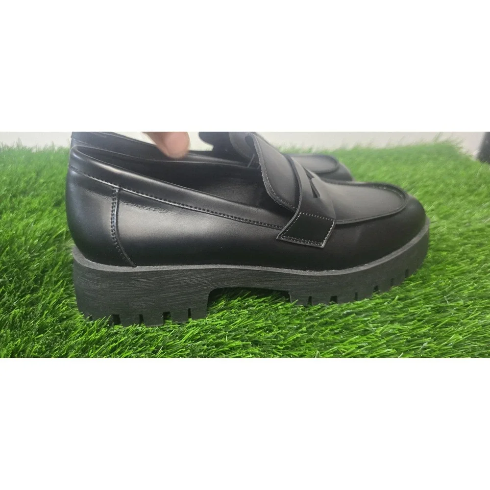 Steve Madden Shoes Womens Size 10 Black Loafers Platform Chunky Penny Lug Sole - Picture 4 of 11